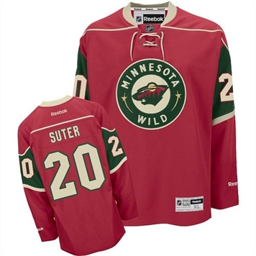 Youth Reebok Minnesota Wild 20 Ryan Suter Authentic Red Home NHL Jersey